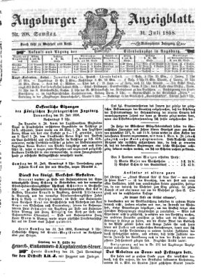 Augsburger Anzeigeblatt Samstag 31. Juli 1858