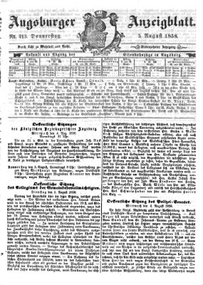 Augsburger Anzeigeblatt Donnerstag 5. August 1858