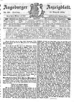 Augsburger Anzeigeblatt Freitag 13. August 1858