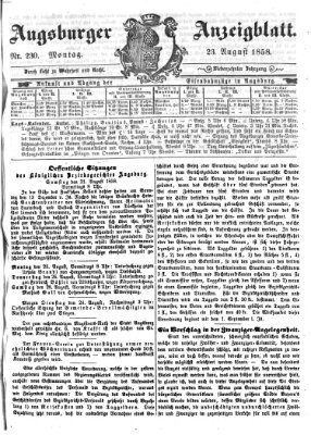 Augsburger Anzeigeblatt Montag 23. August 1858