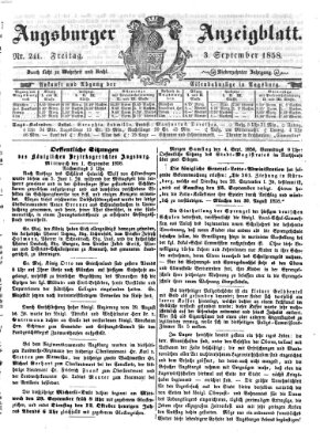 Augsburger Anzeigeblatt Freitag 3. September 1858