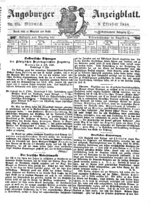 Augsburger Anzeigeblatt Mittwoch 6. Oktober 1858
