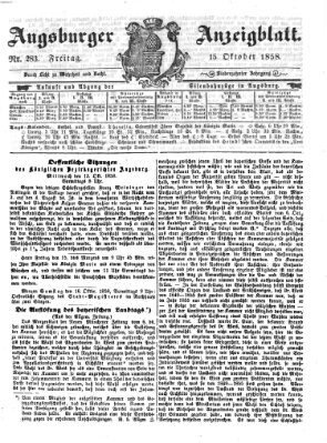 Augsburger Anzeigeblatt Freitag 15. Oktober 1858