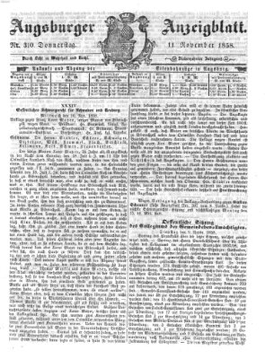 Augsburger Anzeigeblatt Donnerstag 11. November 1858