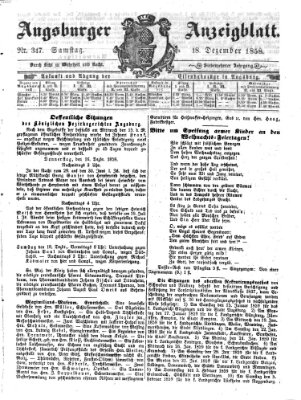 Augsburger Anzeigeblatt Samstag 18. Dezember 1858