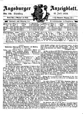 Augsburger Anzeigeblatt Dienstag 12. Juli 1859
