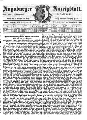 Augsburger Anzeigeblatt Mittwoch 13. Juli 1859