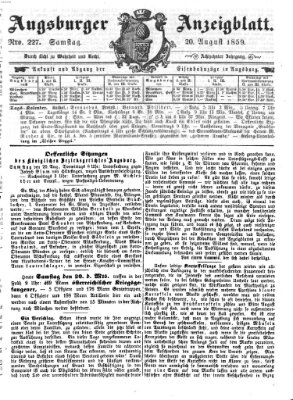 Augsburger Anzeigeblatt Samstag 20. August 1859