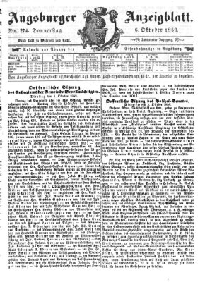 Augsburger Anzeigeblatt Donnerstag 6. Oktober 1859