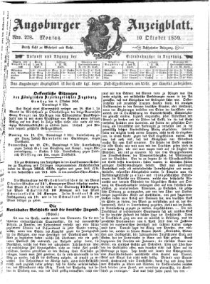 Augsburger Anzeigeblatt Montag 10. Oktober 1859