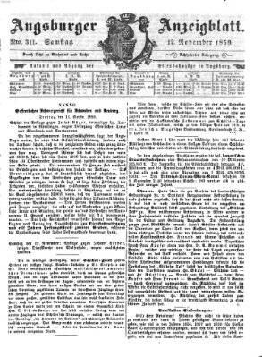 Augsburger Anzeigeblatt Samstag 12. November 1859