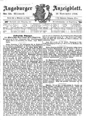 Augsburger Anzeigeblatt Mittwoch 30. November 1859