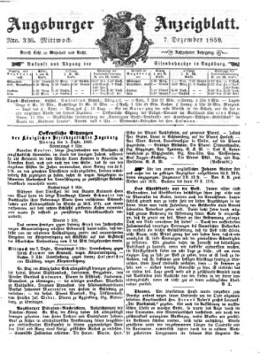 Augsburger Anzeigeblatt Mittwoch 7. Dezember 1859