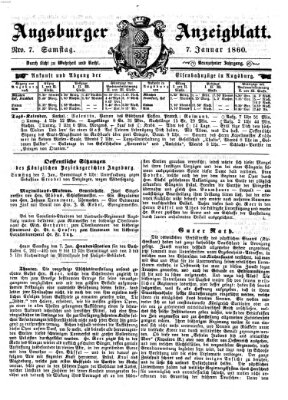 Augsburger Anzeigeblatt Samstag 7. Januar 1860