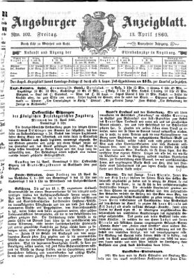 Augsburger Anzeigeblatt Freitag 13. April 1860