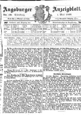 Augsburger Anzeigeblatt Dienstag 1. Mai 1860