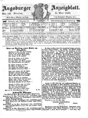 Augsburger Anzeigeblatt Montag 21. Mai 1860