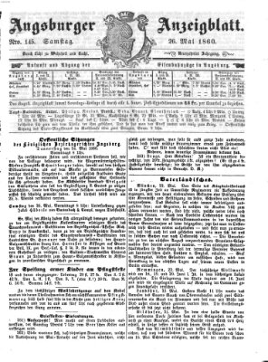 Augsburger Anzeigeblatt Samstag 26. Mai 1860