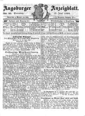 Augsburger Anzeigeblatt Sonntag 17. Juni 1860