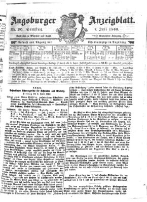Augsburger Anzeigeblatt Samstag 7. Juli 1860
