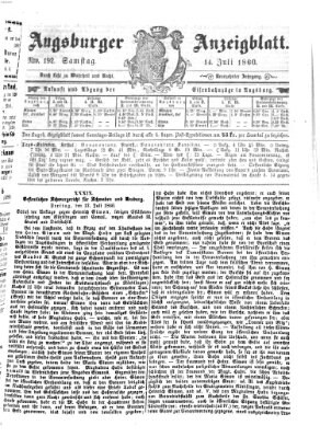 Augsburger Anzeigeblatt Samstag 14. Juli 1860