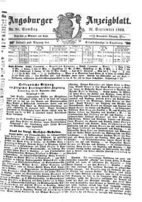 Augsburger Anzeigeblatt Samstag 22. September 1860