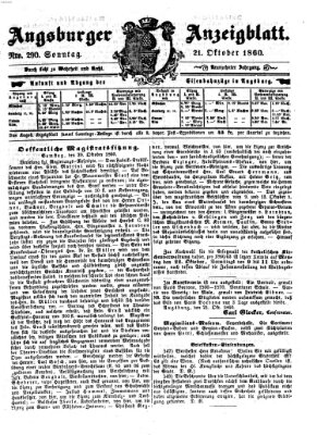 Augsburger Anzeigeblatt Sonntag 21. Oktober 1860