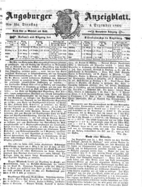 Augsburger Anzeigeblatt Dienstag 4. Dezember 1860