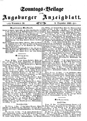 Augsburger Anzeigeblatt Sonntag 9. Dezember 1860