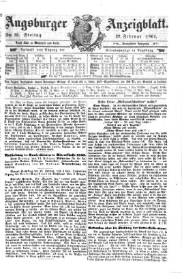 Augsburger Anzeigeblatt Freitag 22. Februar 1861