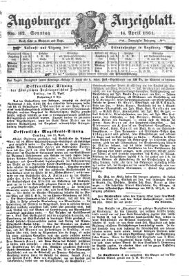 Augsburger Anzeigeblatt Sonntag 14. April 1861