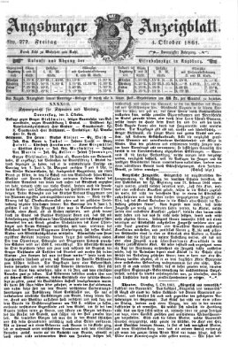 Augsburger Anzeigeblatt Freitag 4. Oktober 1861
