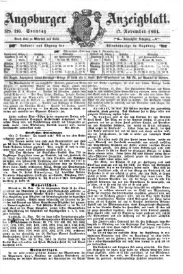 Augsburger Anzeigeblatt Sonntag 17. November 1861