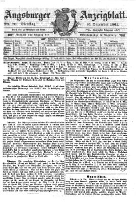 Augsburger Anzeigeblatt Dienstag 10. Dezember 1861