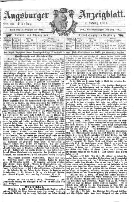 Augsburger Anzeigeblatt Dienstag 4. März 1862