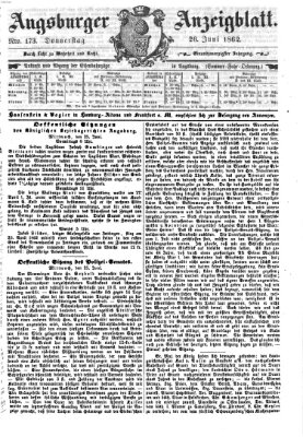 Augsburger Anzeigeblatt Donnerstag 26. Juni 1862
