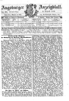 Augsburger Anzeigeblatt Donnerstag 14. August 1862