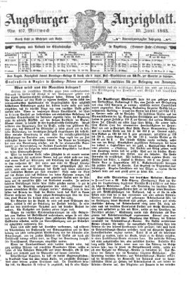 Augsburger Anzeigeblatt Mittwoch 10. Juni 1863