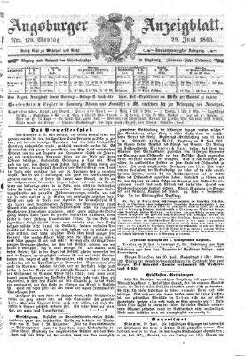 Augsburger Anzeigeblatt Montag 29. Juni 1863