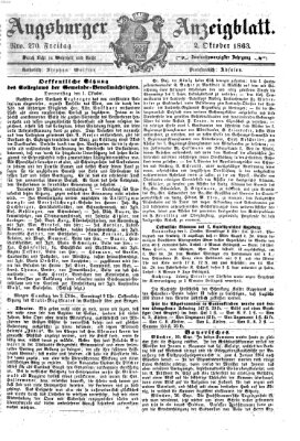 Augsburger Anzeigeblatt Freitag 2. Oktober 1863
