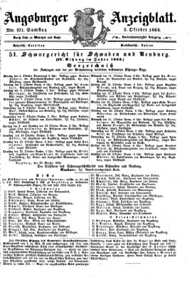 Augsburger Anzeigeblatt Samstag 3. Oktober 1863
