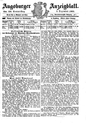 Augsburger Anzeigeblatt Donnerstag 3. Dezember 1863