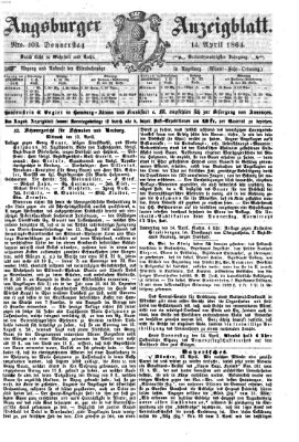 Augsburger Anzeigeblatt Donnerstag 14. April 1864