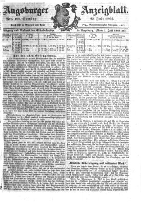 Augsburger Anzeigeblatt Samstag 22. Juli 1865