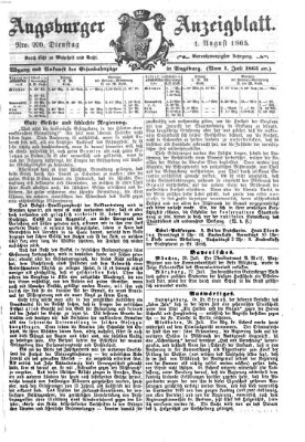 Augsburger Anzeigeblatt Dienstag 1. August 1865