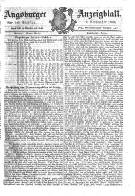 Augsburger Anzeigeblatt Samstag 2. September 1865