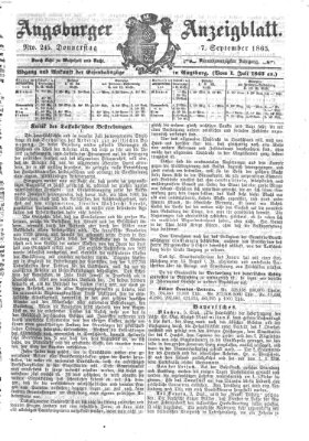 Augsburger Anzeigeblatt Donnerstag 7. September 1865
