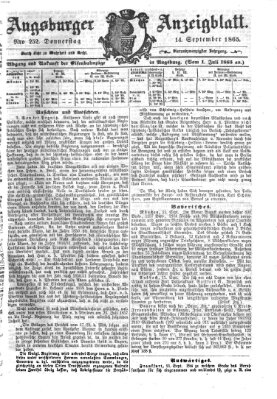 Augsburger Anzeigeblatt Donnerstag 14. September 1865