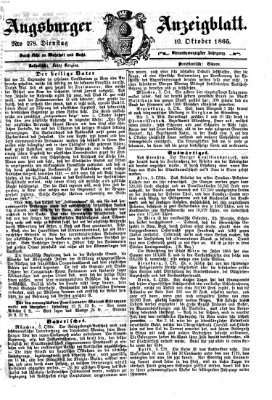 Augsburger Anzeigeblatt Dienstag 10. Oktober 1865