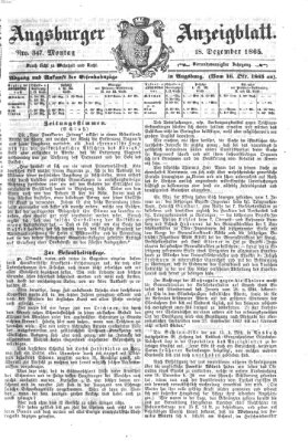 Augsburger Anzeigeblatt Montag 18. Dezember 1865